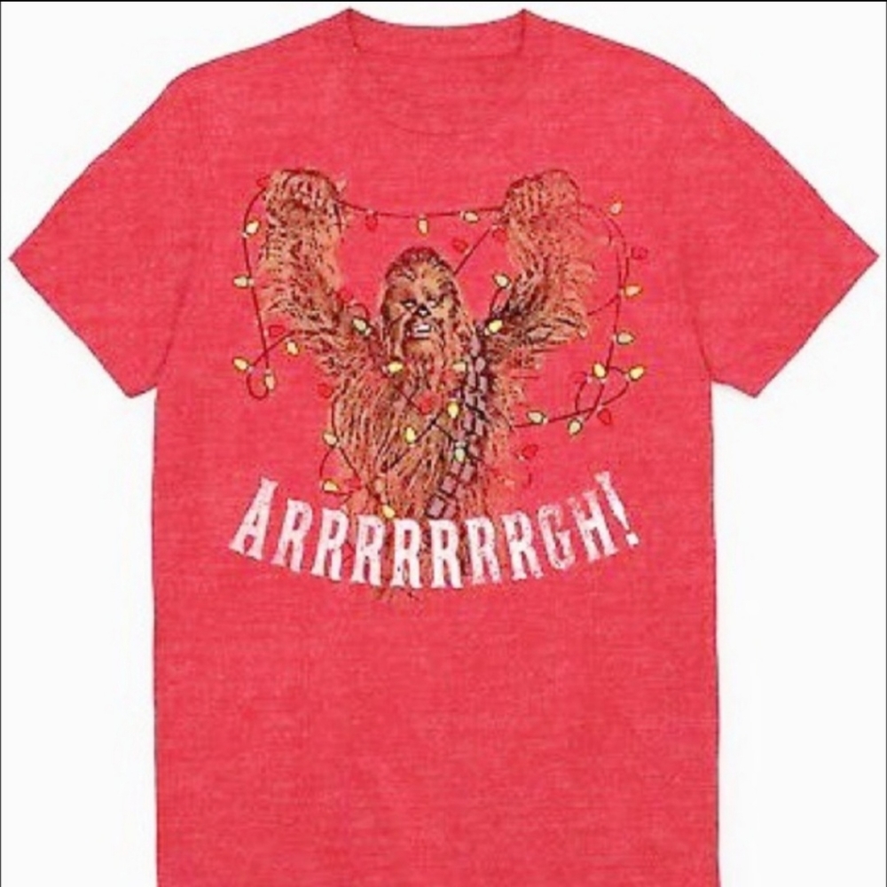 STAR WARS OFFICIAL LICENSED RED CHEWBACCA CHRISTMAS T-SHIRT